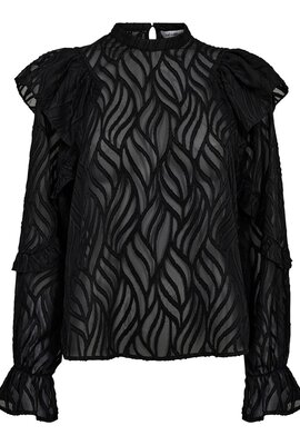 Co'couture Schwarze Rochelle Rüschenbluse