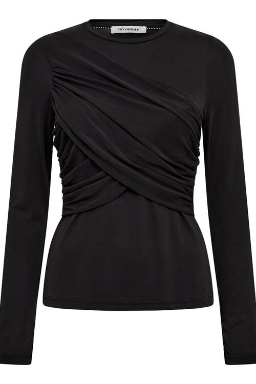 Co'couture Dunkelgraue Camilla-Drapierbluse