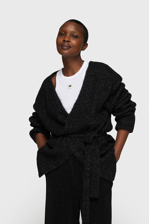 10Days Schwarze kurze Strickjacke mit Glitzer