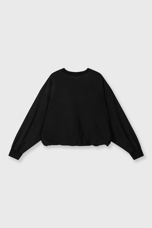 10Days Schwarzer Ballonpullover Perlen