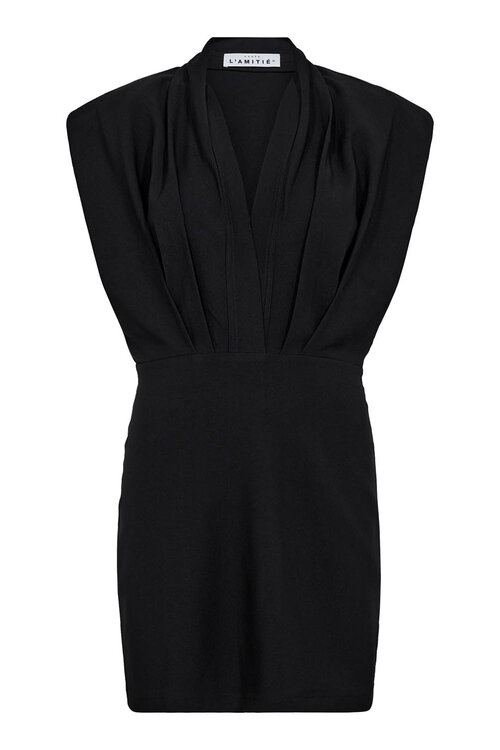 Haute L'Amitie Black L;egance Crop Drape Kleid