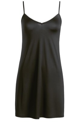 Hanro Schwarzes Satin de Luxe Unterkleid