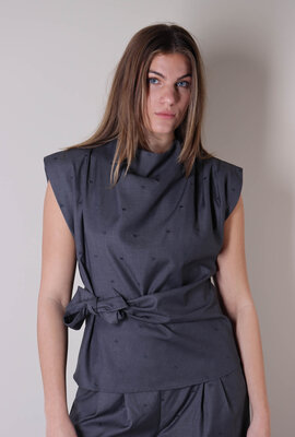 Co'couture Graues Saga-Plissee-Top