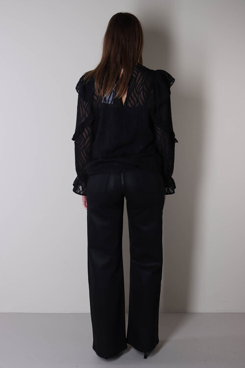 Co'couture Schwarze Rochelle Rüschenbluse