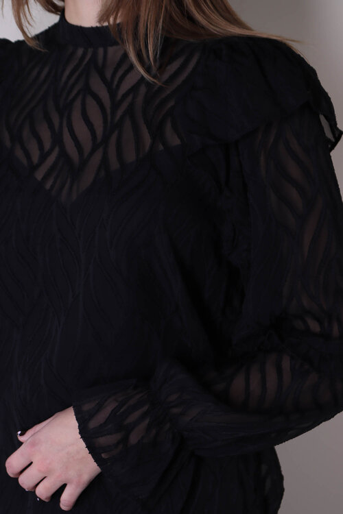 Co'couture Schwarze Rochelle Rüschenbluse