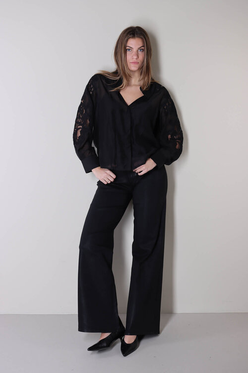 Co'couture Schwarzes Kawa Stickereihemd