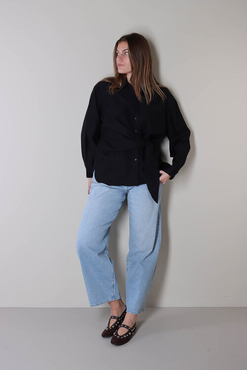 Co'couture Schwarzes Idina-Krawattenhemd