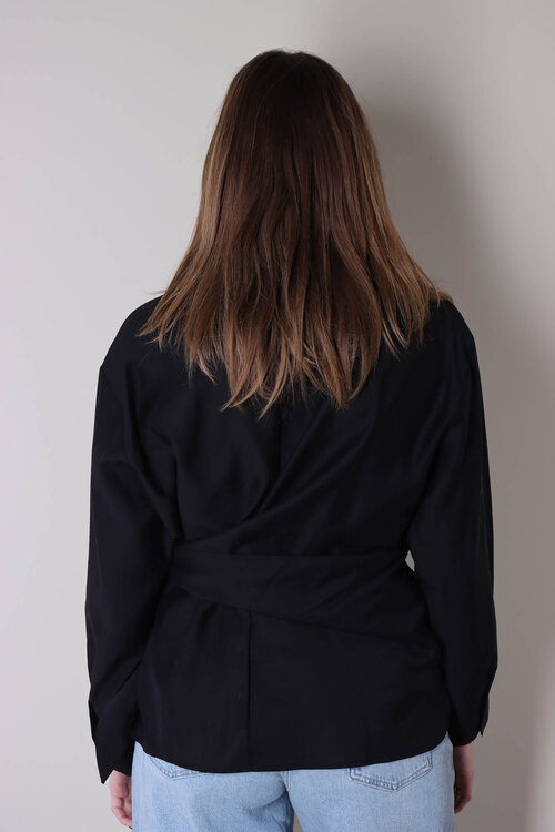 Co'couture Schwarzes Idina-Krawattenhemd