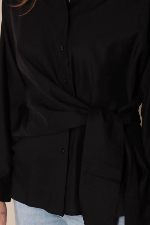 Co'couture Schwarzes Idina-Krawattenhemd