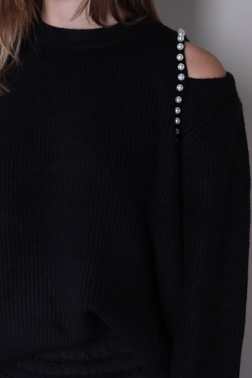 Co'couture Schwarze Row Rippstrick