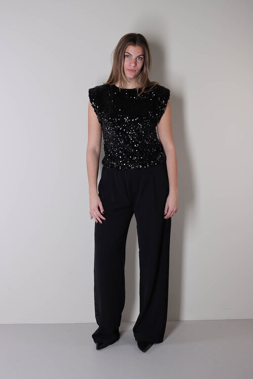 Co'couture Schwarzes Roslyn Pailletten-Top