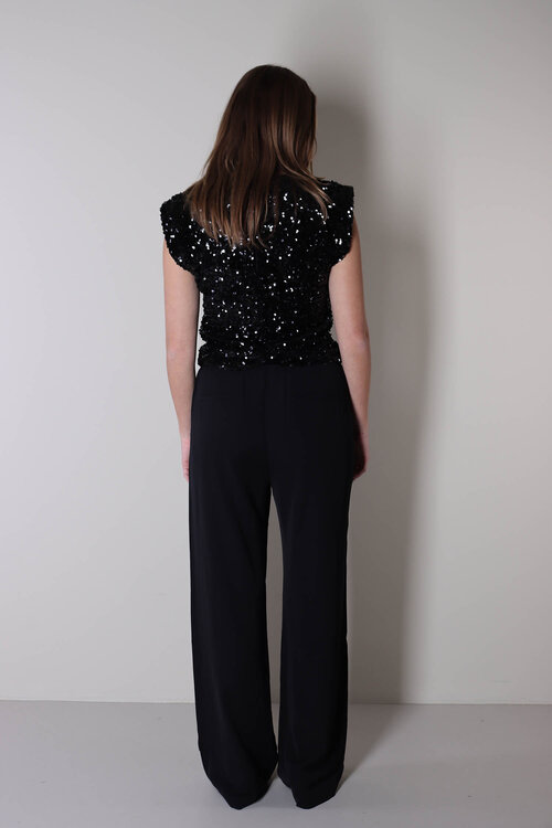 Co'couture Schwarzes Roslyn Pailletten-Top