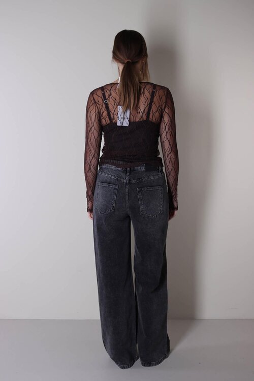 Co'couture Dunkelgraue Vicky Stud Wide Jeans