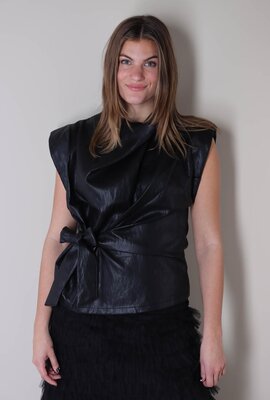 Co'couture Schwarzes Gitt Faltenoberteil