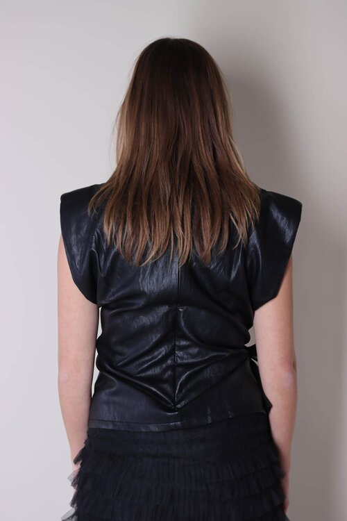 Co'couture Schwarzes Gitt Faltenoberteil