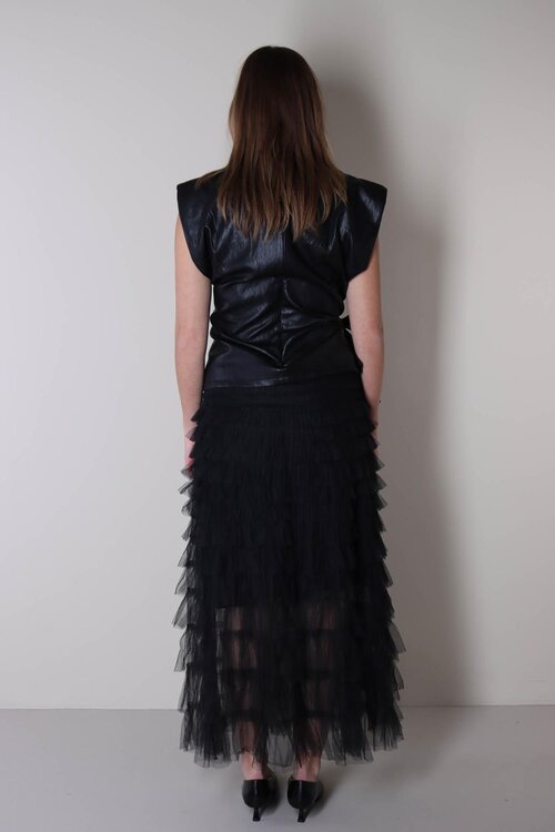 Co'couture Schwarzes Gitt Faltenoberteil