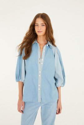 Farm Rio Hellblaue Jeansbluse