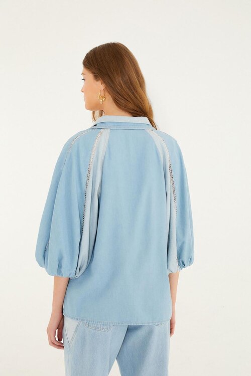 Farm Rio Hellblaue Jeansbluse