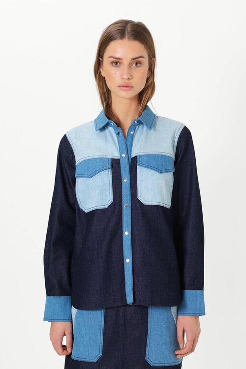 Second Female Denim Blaues Denisa Hemd