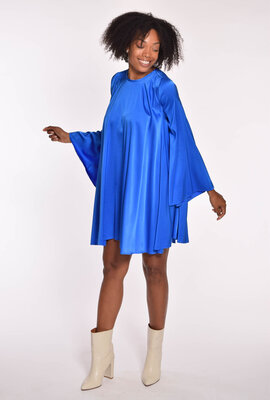 Forte_Forte Blauer Stretch Heavy Slik Satin Mini