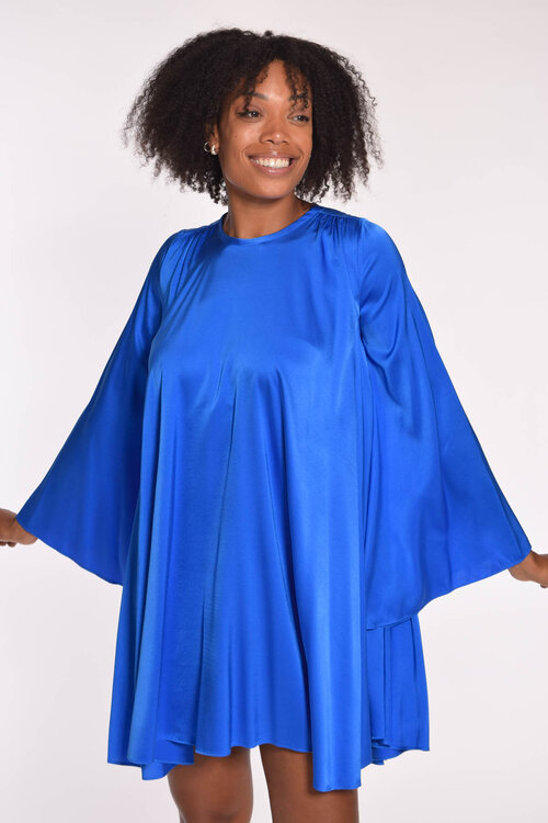 Forte_Forte Blauer Stretch Heavy Slik Satin Mini