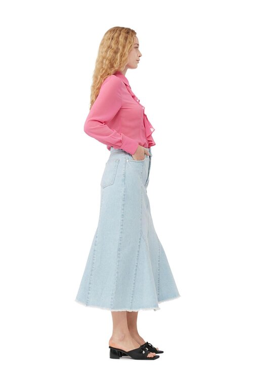 Ganni Kegelblume Bluse Rüsche