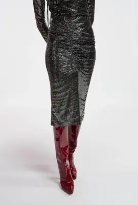 Essentiel Antwerp Silberner Glitzer-Midirock