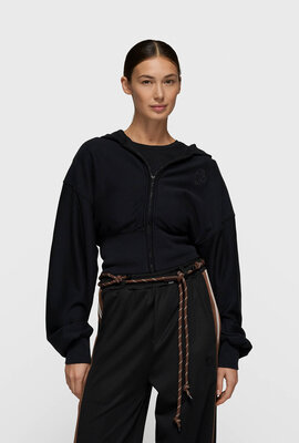 10Days Schwarzer Kapuzenpullover mit Reißverschluss im Ballettstil