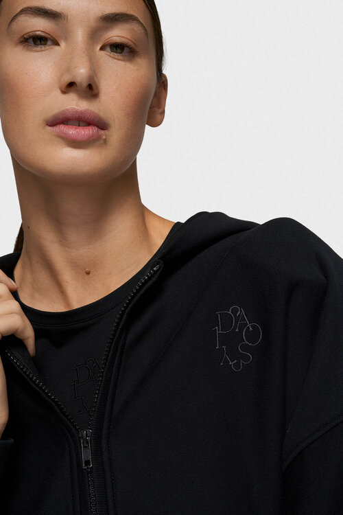 10Days Schwarzer Kapuzenpullover mit Reißverschluss im Ballettstil