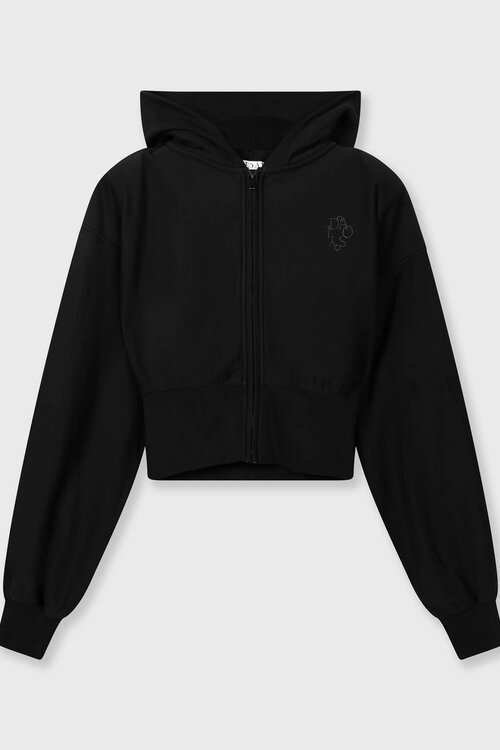 10Days Schwarzer Kapuzenpullover mit Reißverschluss im Ballettstil