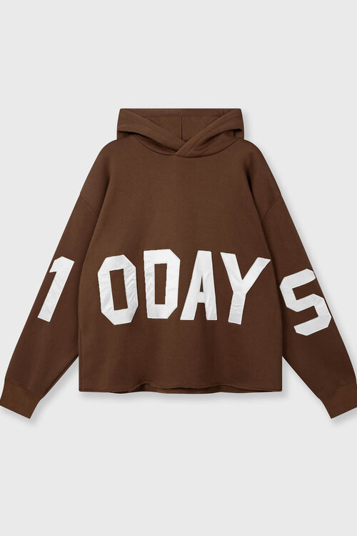 10Days Dark Truffle Statement Logo Hoodie