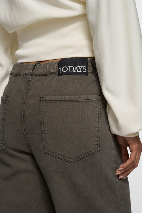 10Days Dunkle Trüffel-Jogging-Twillhosen