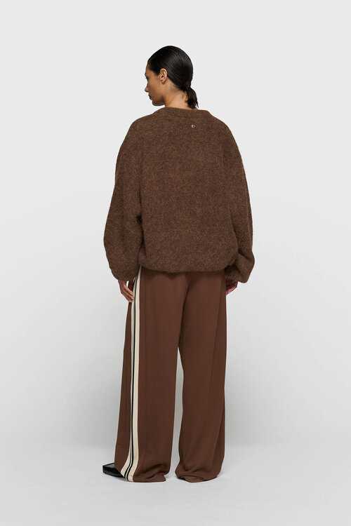 10Days Dunkle Trüffel flauschige haarige Strickbomberjacke