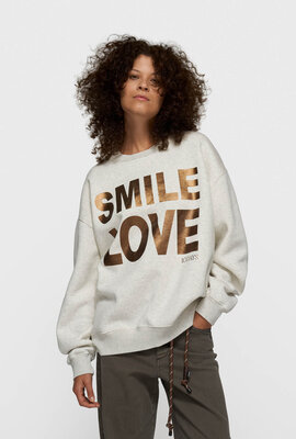 10Days Soft White Statement Pullover Lächeln Liebe