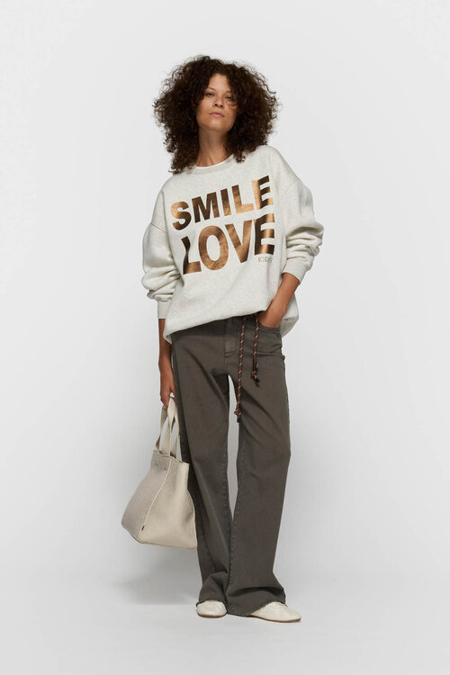 10Days Soft White Statement Pullover Lächeln Liebe