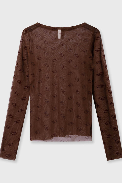 10Days Dunkle Trüffel Mesh Langarm-Monogramm