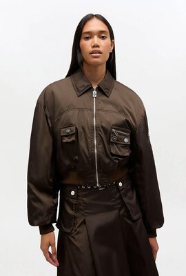 Ganni Dunkelbraune Bomberjacke