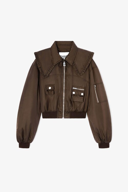 Ganni Dunkelbraune Bomberjacke