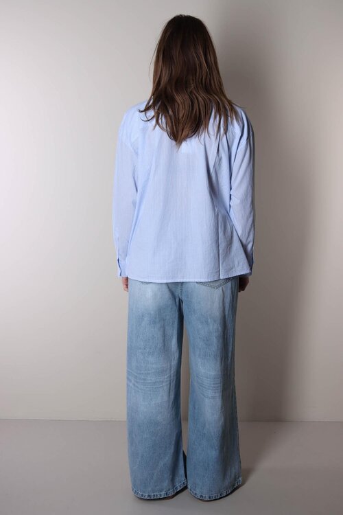 American Vintage Blau/weiße Bluse