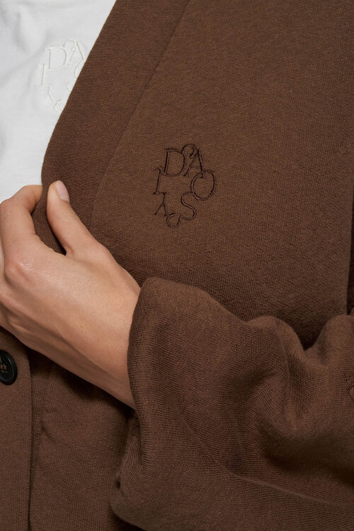 10Days Dunkle Trüffel-gekürzte Baseball-Strickjacke