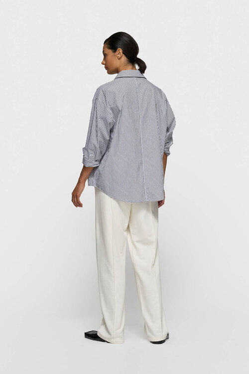 10Days Weiß/Anthrazit gestreiftes Hemd