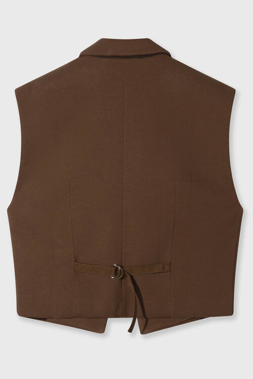 10Days Ärmelloser Blazer in dunklem Trüffelton