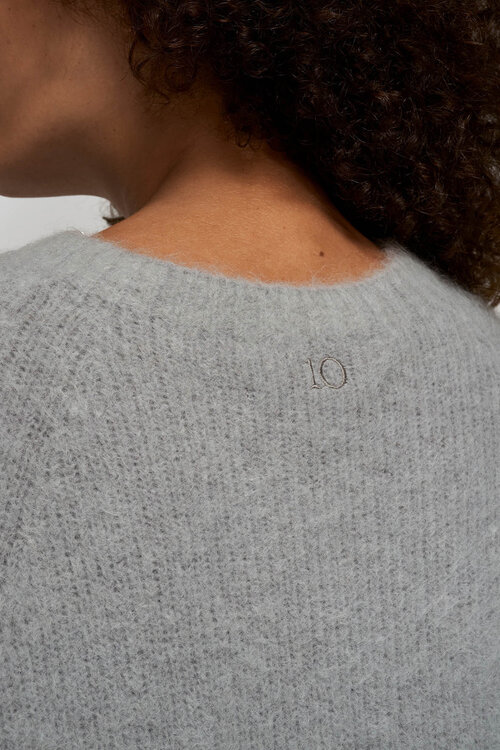 10Days Leichtes Strickpullover in Graphitgrau mit kurzen Ärmeln