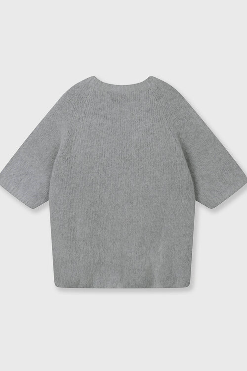 10Days Leichtes Strickpullover in Graphitgrau mit kurzen Ärmeln