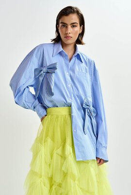 Essentiel Antwerp Blaue Bluse Schleifen