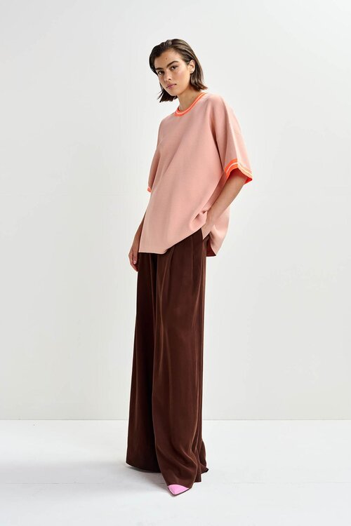 Essentiel Antwerp Oranger Pullover mit kurzen Ärmeln