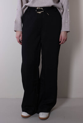 Haute L'Amitie Schwarze X-Schnallenhose mit Schwanz