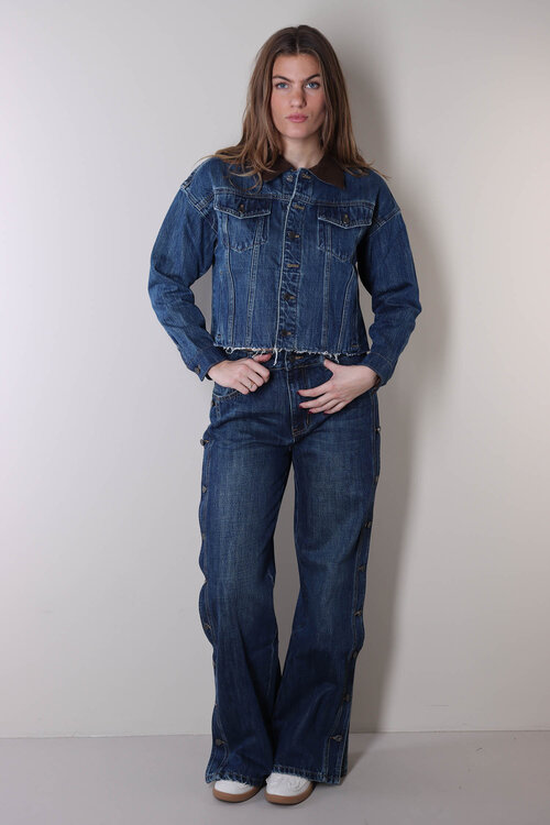 Haute L'Amitie Dunkelblaue Denize Button Tall Jeans