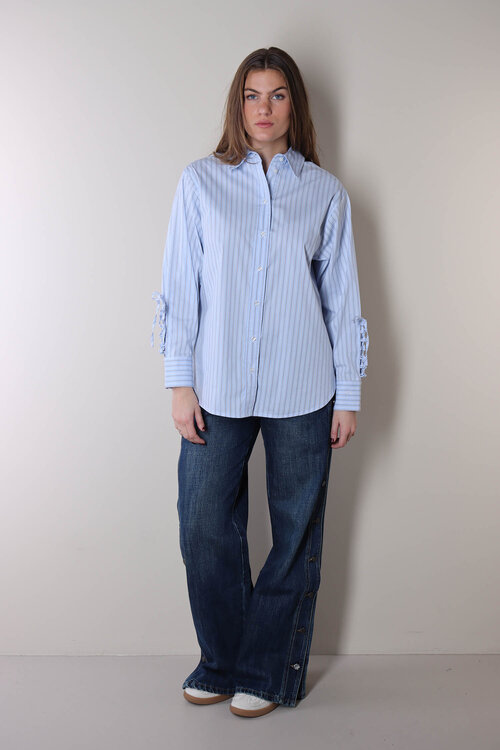 Haute L'Amitie Blaues Alvina Krawattenstreifenhemd