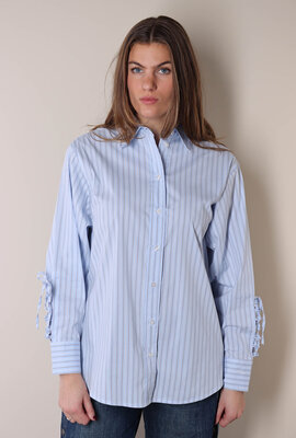 Haute L'Amitie Blaues Alvina Krawattenstreifenhemd